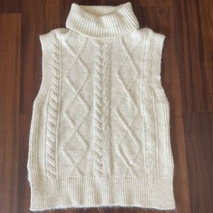 Ann Taylor Loft Ivory Cowl Turtle Neck Sweater Vest Size Small